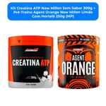 kit creatina atp new millen sem sabor 300g + pré-treino agent orange new millen limão com hortelã 250g (mp)