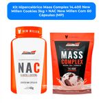 kit hipercalórico mass complex 14.400 new millen cookies 3kg + nac new millen com 60 cápsulas (mp)