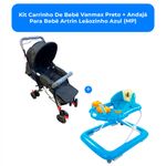 kit carrinho de bebê vanmax preto + andajá para bebê artrin leãozinho azul (mp)