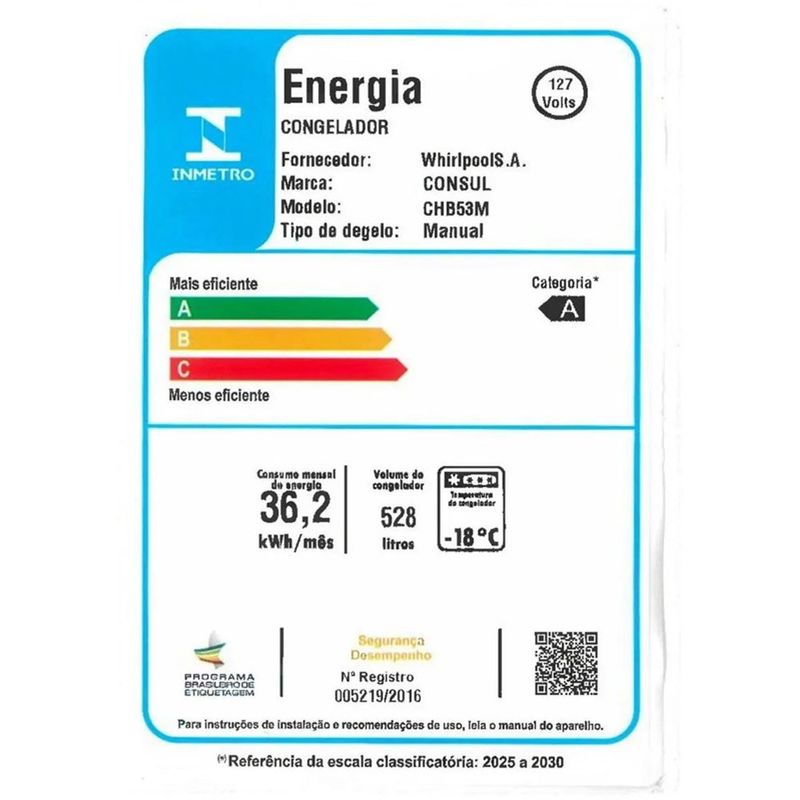 freezer horizontal 2 portas consul 528 litros branco chb53mbana