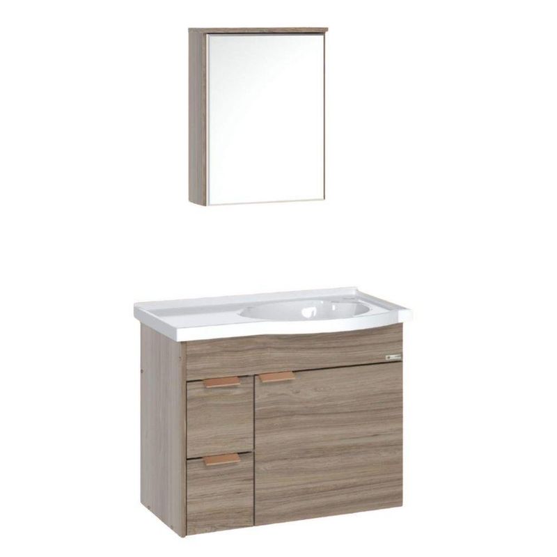 kit gabinete para banheiro a j rorato suspenso capri nogal 55,4cm (mp)