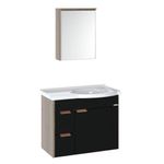 kit gabinete para banheiro a j rorato suspenso capri preto 55,4cm (mp)