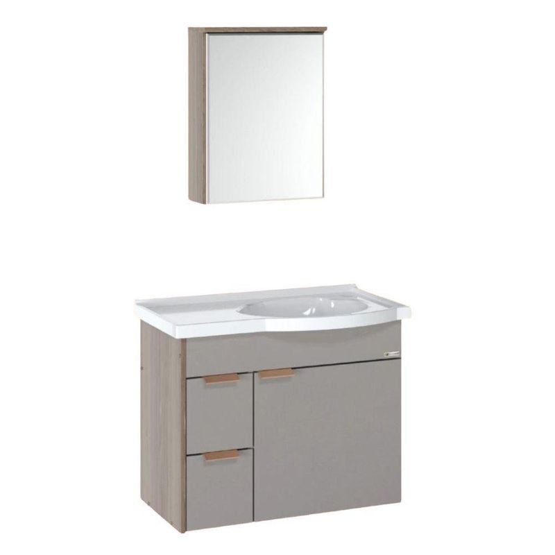 kit gabinete para banheiro a j rorato suspenso capri gianduia 55,4cm (mp)