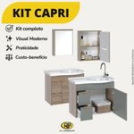 kit gabinete para banheiro a j rorato suspenso capri moss absoluto 55,4cm (mp)