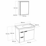 kit gabinete para banheiro a j rorato suspenso capri moss absoluto 55,4cm (mp)