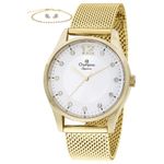 kit relógio feminino champion dourado cn25743c