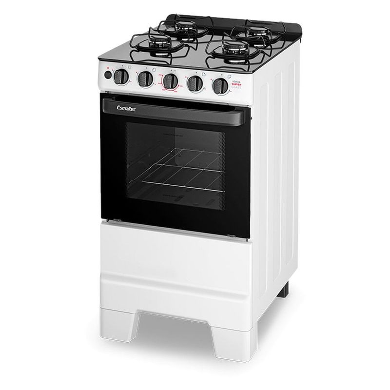 fogão 4 bocas esmaltec super glass branco f4vab