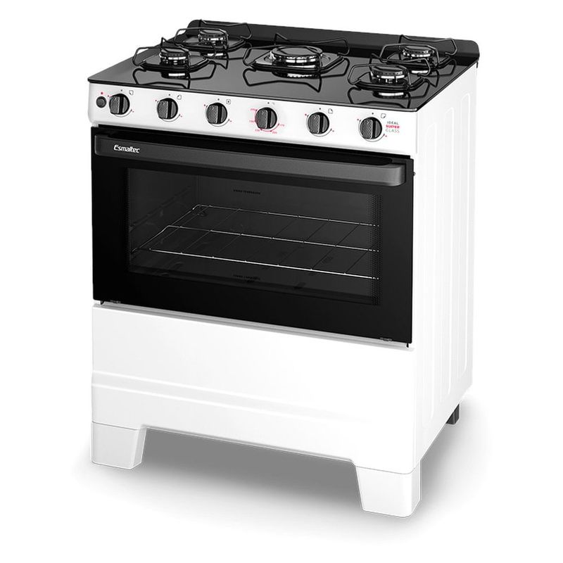fogão 5 bocas esmaltec super glass branco f5vab