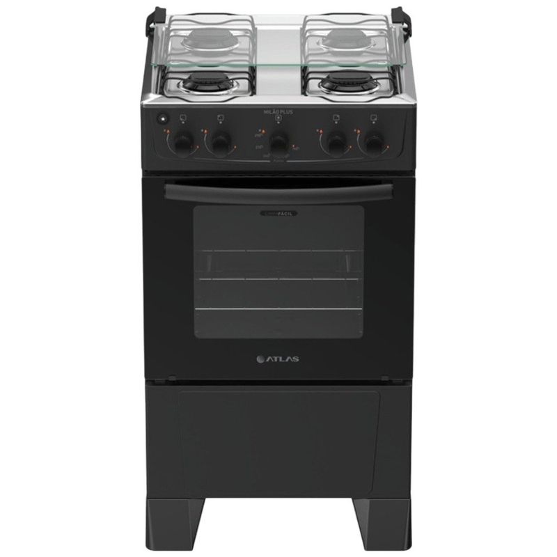 fogão 4 bocas atlas milão plus bivolt preto 300002146