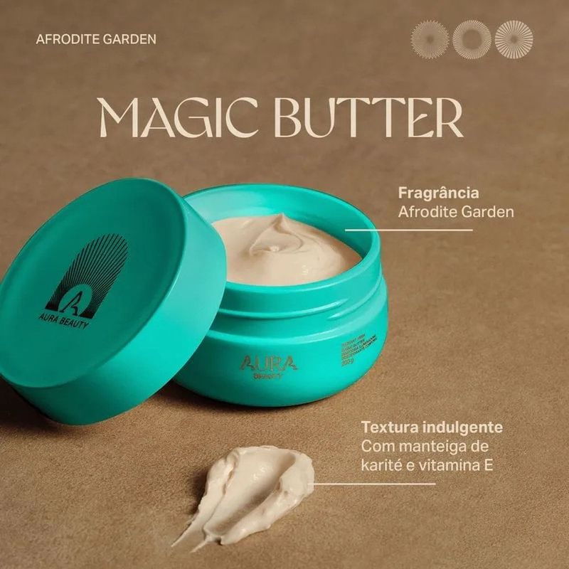 manteiga iluminadora corporal aura beauty afrodite garden 200g