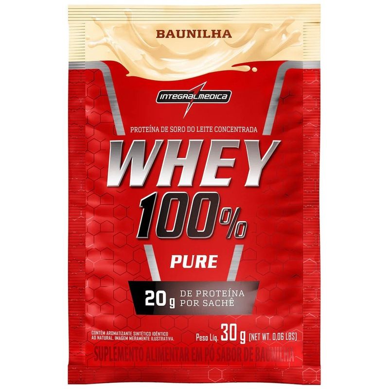 whey 100% integralmedica sabor baunilha 30g