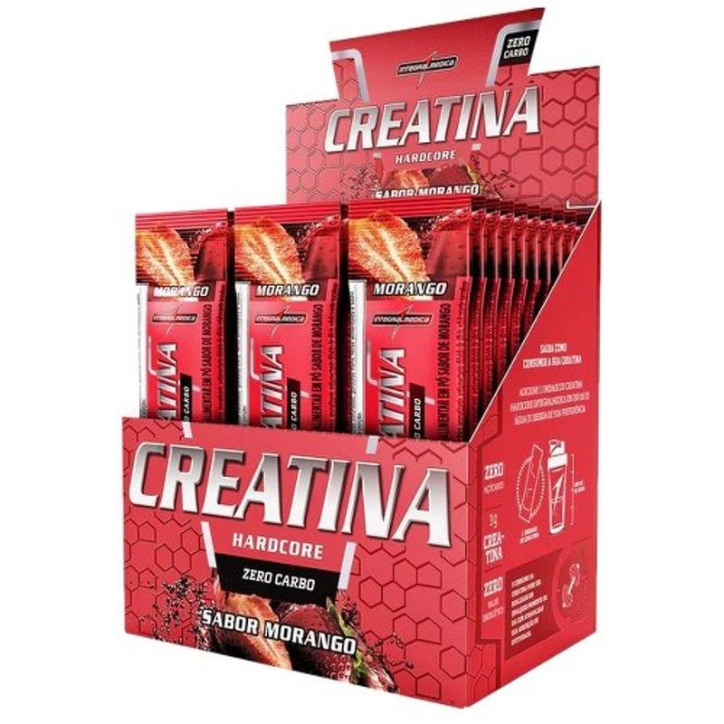 creatina hardcore integralmedica sabor morango stick 3,5g