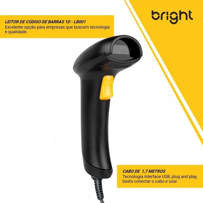 leitor de código de barras bright 1d usb lb001 (mp)
