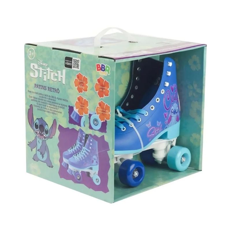 patins bbr toys stitch retrô 4 rodas 35-36 di0012 (mp)