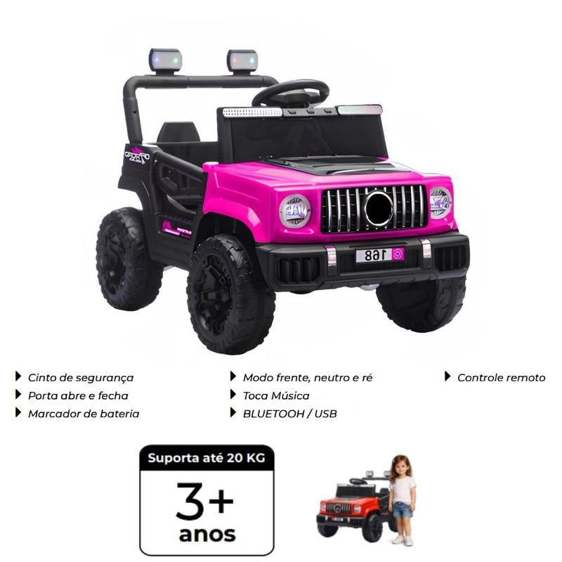 carro jipe bang toys max kids 6v rosa 2243001 (mp)