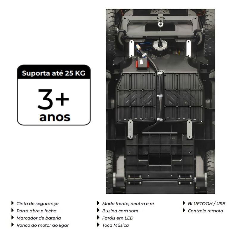 carro jipe bang toys police 12v preto 2246005 (mp)