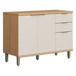 balcão 2 portas e 3 gavetas baumon manaós com tampo off white 810016130