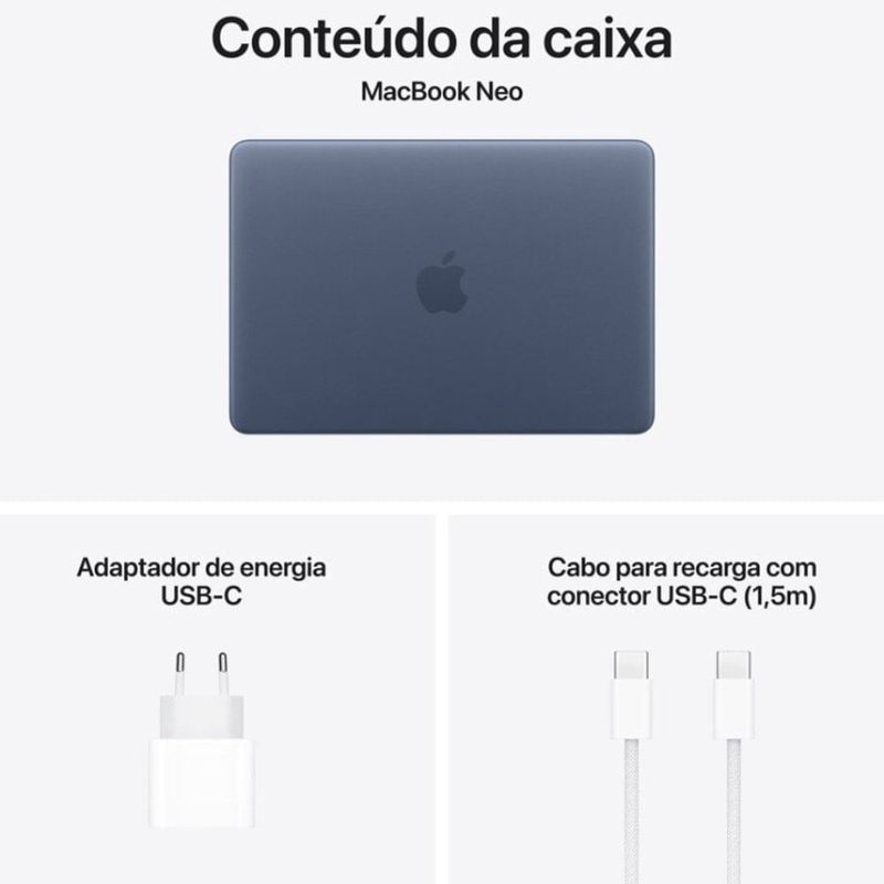 apple macbook neo a18 pro 256gb tela 13" azul indigo as-bi