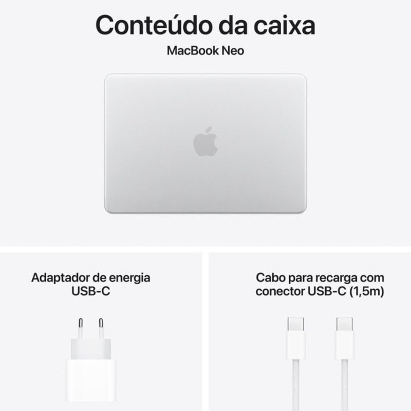 apple macbook neo a18 pro 256gb tela 13" prata as-bi