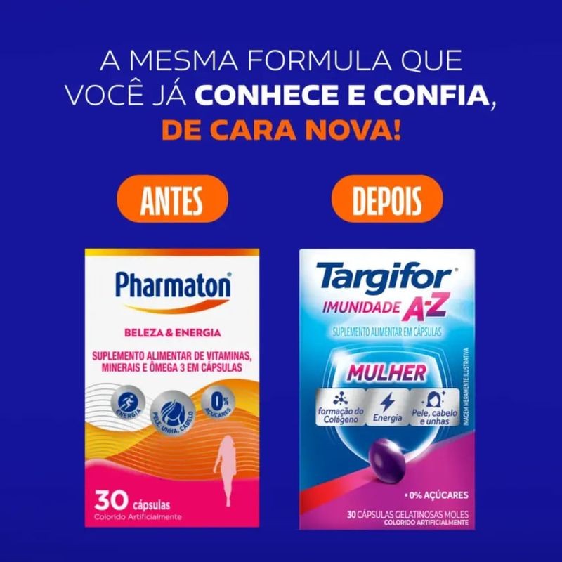 suplemento alimentar targifor imunidade a-z mulher 30 cápsulas