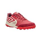 chuteira society n° 42 umbro pro 5 bump club branco e vermelho (mp)