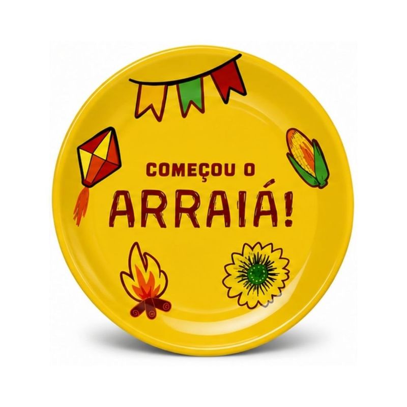 prato de sobremesa melamina florarte são joão 20cm sortido (mp)