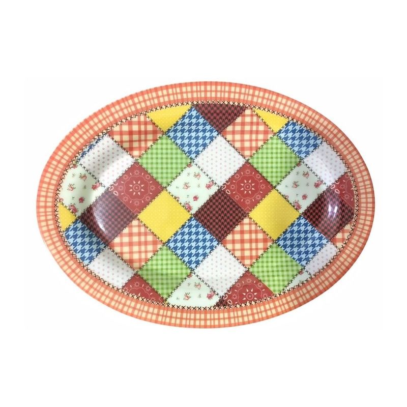 travessa oval melamina florarte retalhos 35x25cm (mp)