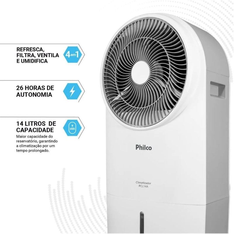 climatizador de ar philco 14l 4 em 1 127v pcl14a branco (mp)