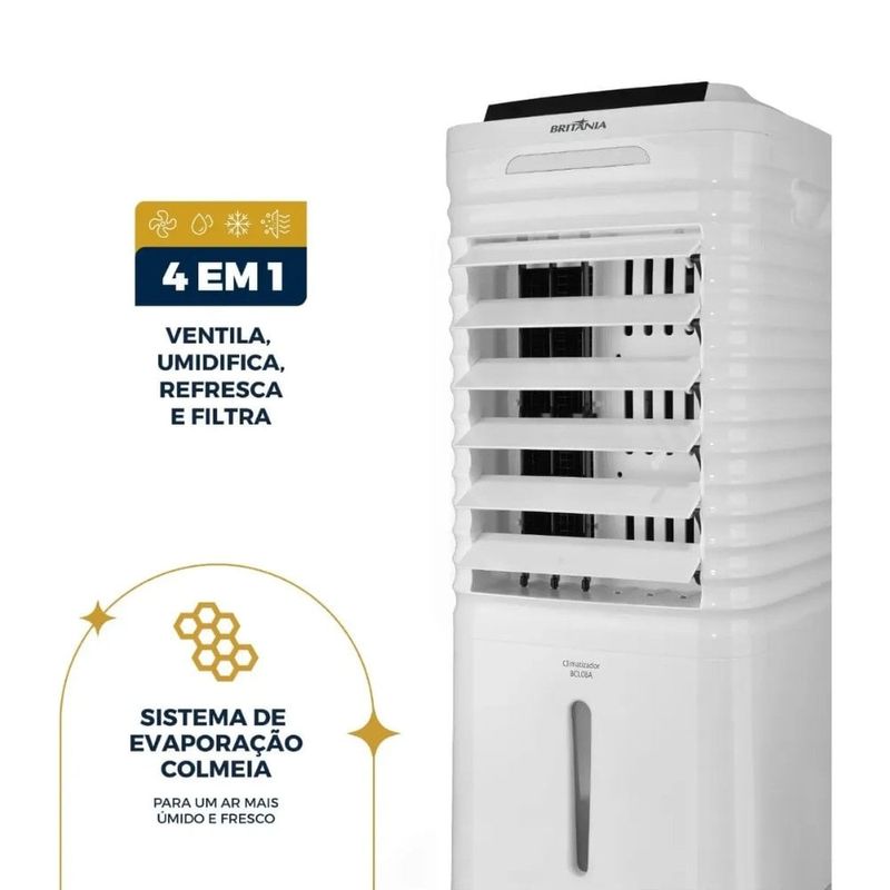 climatizador de ar britânia 8l 4 em 1 127v bcl08a branco (mp)