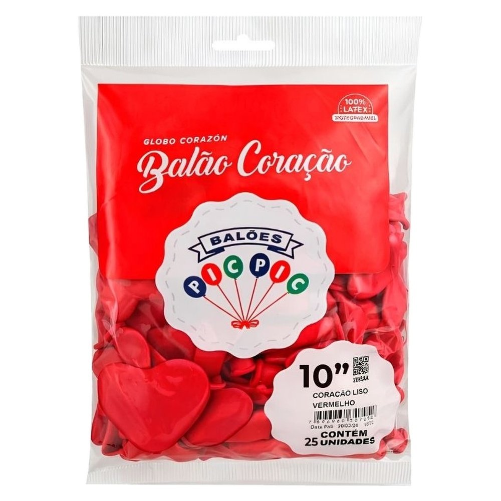 Encontraproduto.com.br - BALAO 10 CORACAO VERMELHO 25UN PIC PIC