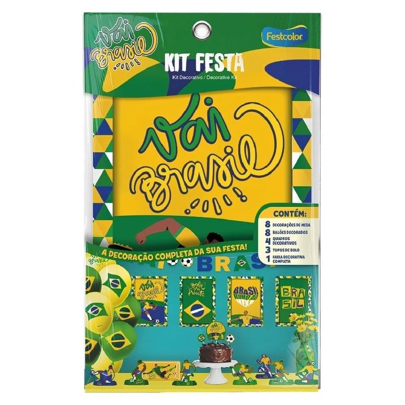 kit festa festcolor vai brasil 24 peças 300466 (mp)