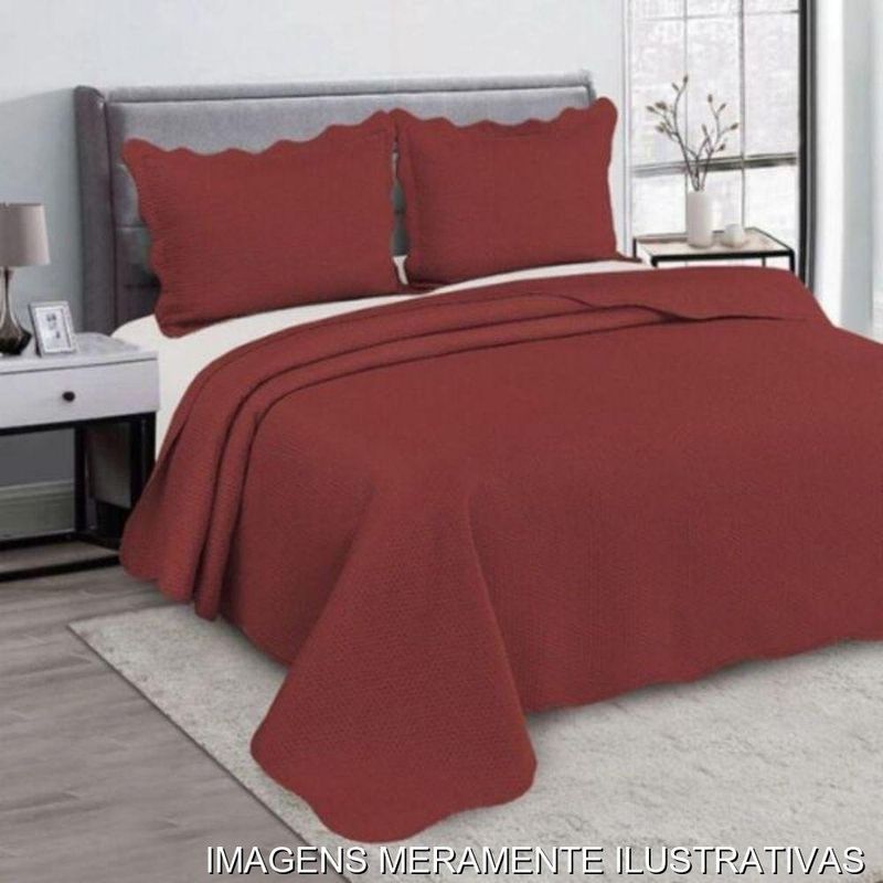 kit colcha casal 3 peças camesa bullet 220x240cm vinho 8677 (mp)