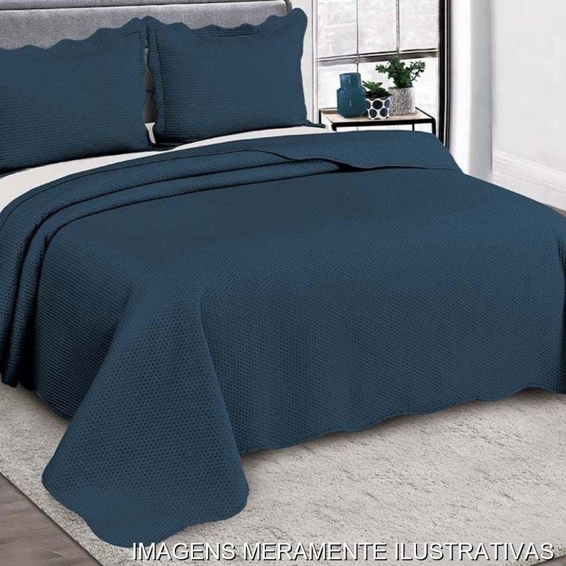 kit colcha queen 3 peças camesa bullet 240x260cm azul marinho 8675 (mp)