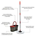 mop giratório powermaid 4l vermelho e cinza 1011 (mp)
