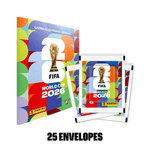 álbum de figurinhas + envelope de figurinhas copa do mundo 2026 panini 7 cromos - 25 envelopes