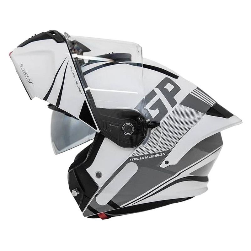 capacete gp tech a128 sv pulse escamoteável be yourself 58 branco e cinza (mp)