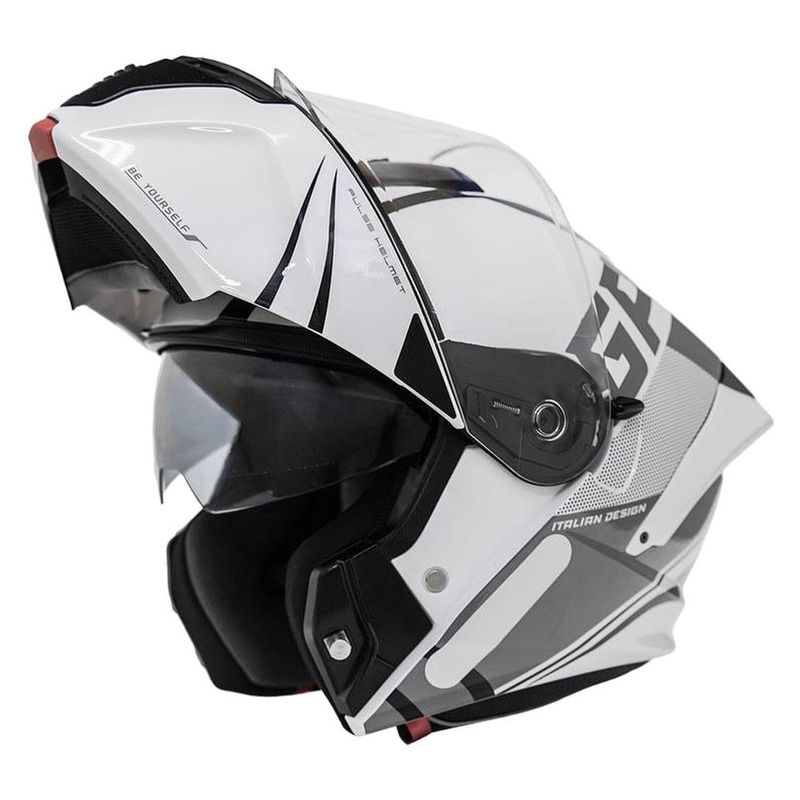 capacete gp tech a128 sv pulse escamoteável be yourself 58 branco e cinza (mp)