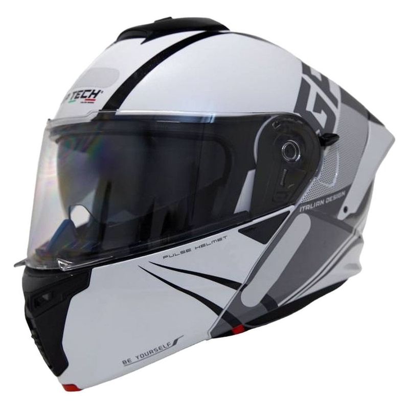 capacete gp tech a128 sv pulse escamoteável be yourself 58 branco e cinza (mp)