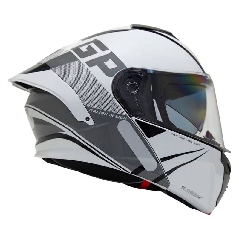 capacete gp tech a128 sv pulse escamoteável be yourself 58 branco e cinza (mp)