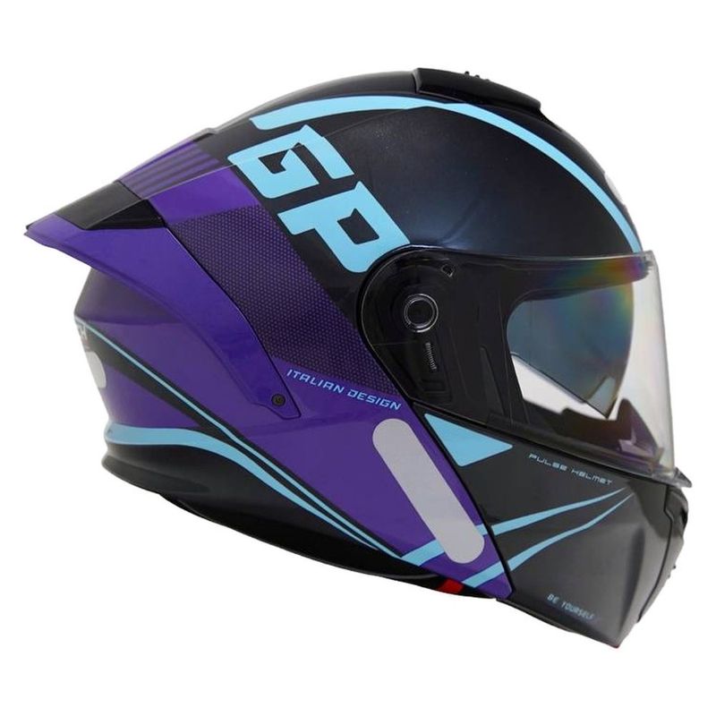 capacete gp tech a128 sv pulse escamoteável be yourself 60 preto e roxo (mp)
