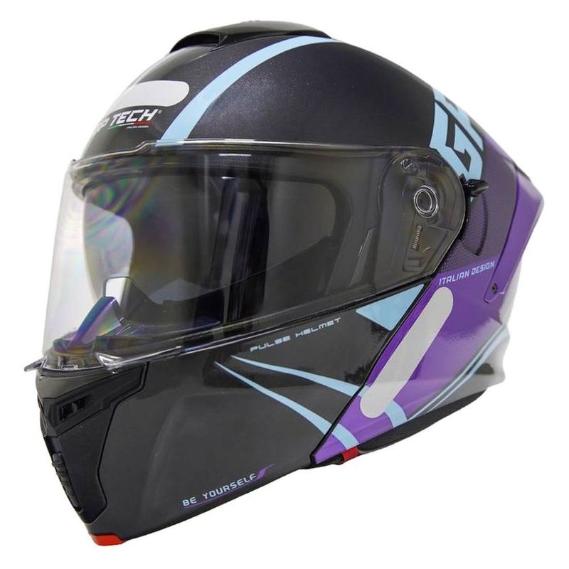 capacete gp tech a128 sv pulse escamoteável be yourself 60 preto e roxo (mp)