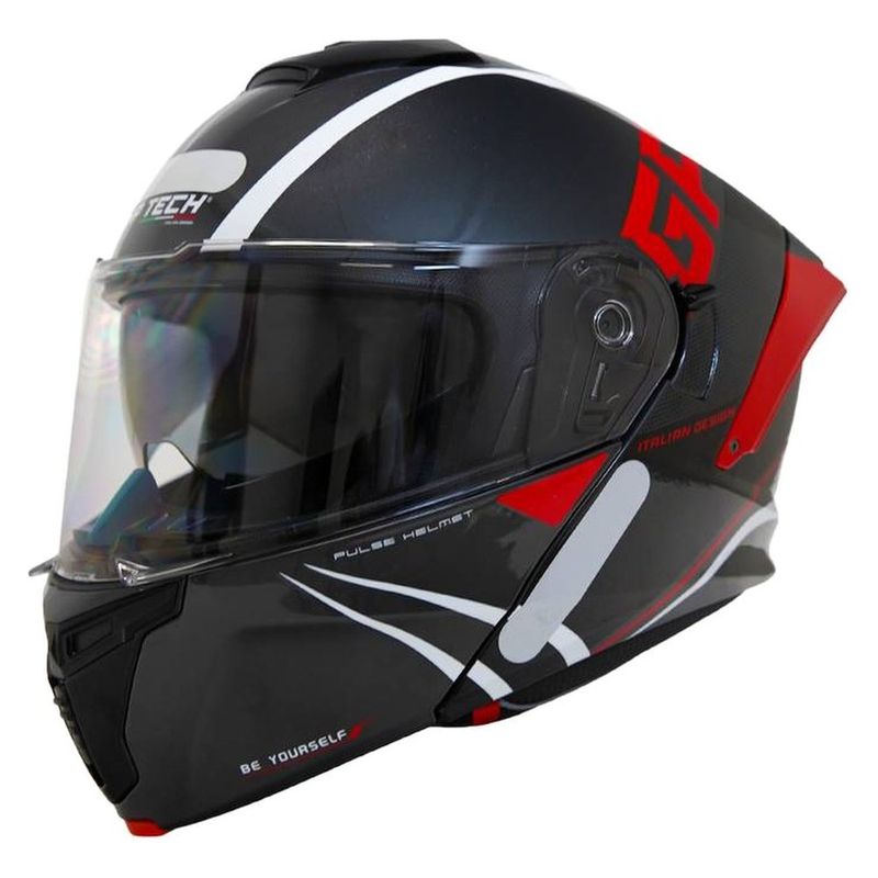 capacete gp tech a128 sv pulse escamoteável be yourself 56 preto e vermelho (mp)