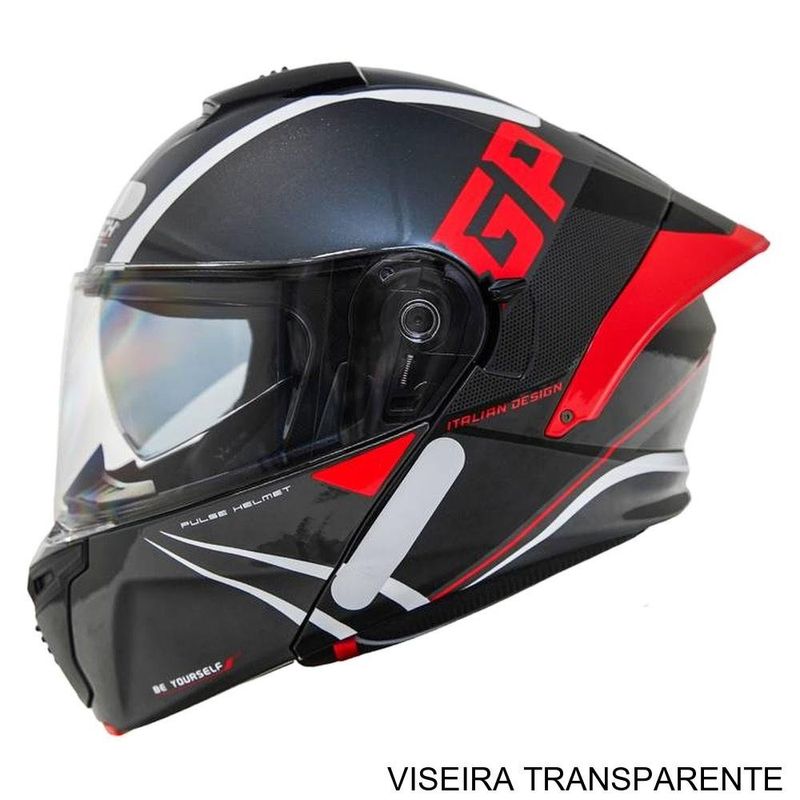 capacete gp tech a128 sv pulse escamoteável be yourself 58 preto e vermelho (mp)