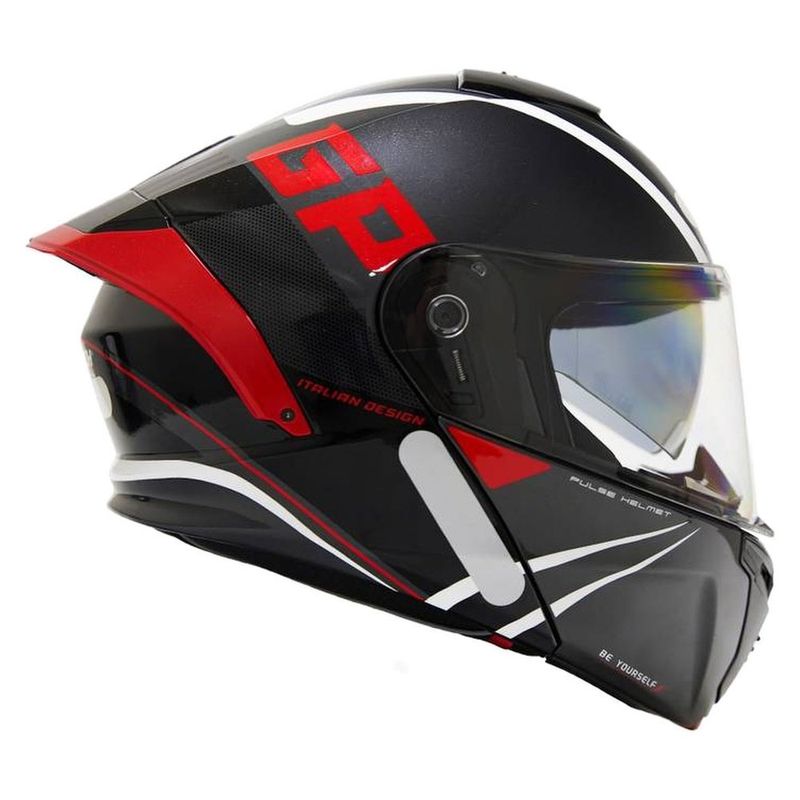 capacete gp tech a128 sv pulse escamoteável be yourself 58 preto e vermelho (mp)