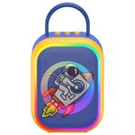 caixa de som bluetooth com função karaokê azul e amarelo xk-kids1