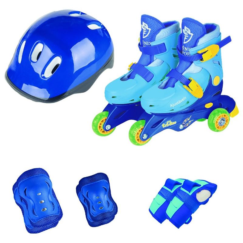 kit patins fênix triline azul tl-01a 26-29