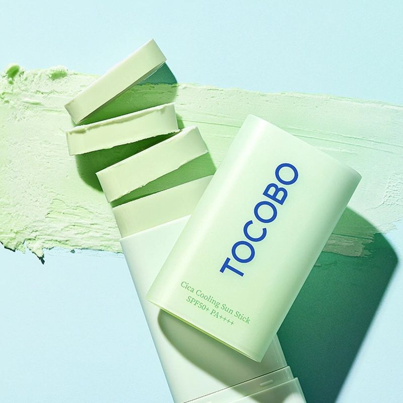 protetor solar facial coreano tocobo cica cooling sun stick fps50 pa++++ refrescante18g