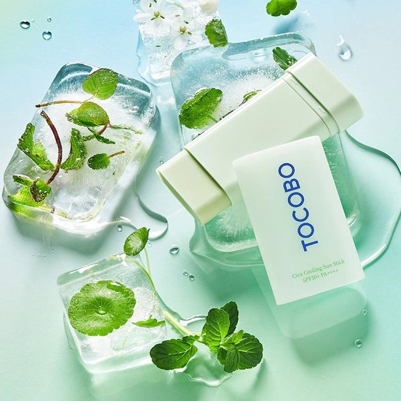 protetor solar facial coreano tocobo cica cooling sun stick fps50 pa++++ refrescante18g