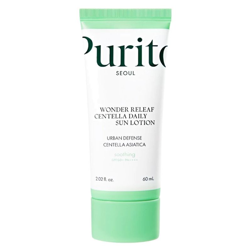 protetor solar facial coreano purito wonder releaf centella loção fps50 pa++++ 60ml