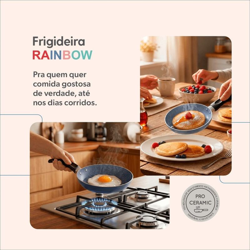 frigideira brinox rainbow 450ml 16cm azul